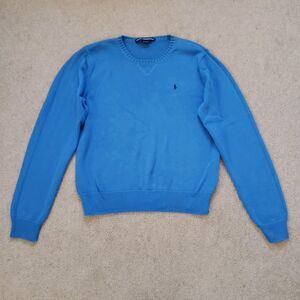 VTG Ralph Lauren Golf Sz L (FITS SMALL) Knit Crewneck Pullover Sweater Blue